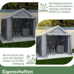 Förråd 244x241x217 cm, cykelgarage, trädgårdsskjul, verktygsskjul, lagerzelt, mörkgrå