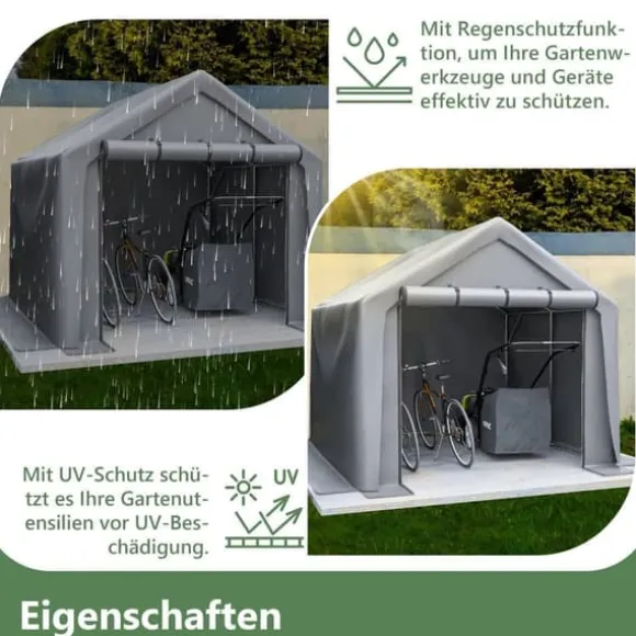Förråd 244x241x217 cm, cykelgarage, trädgårdsskjul, verktygsskjul, lagerzelt, mörkgrå