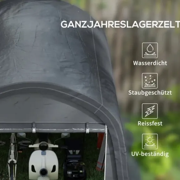 Förrådstält 3×3 m UV-skydd vattenavvisande, stål/PE, grå, två rullportar