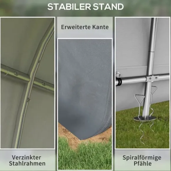 Förrådstält 3×3 m UV-skydd vattenavvisande, stål/PE, grå, två rullportar