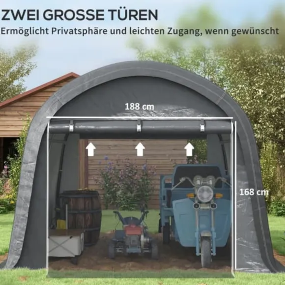 Förrådstält 3×3 m UV-skydd vattenavvisande, stål/PE, grå, två rullportar