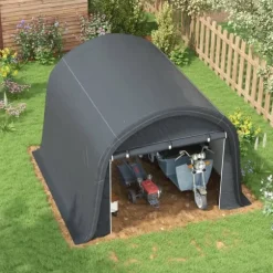 Förrådstält 3×3 m UV-skydd vattenavvisande, stål/PE, grå, två rullportar