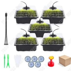 Fröskit - TECH DISCOUNT - 5 delar - 12 hål - 6x14x18cm - Svart plast