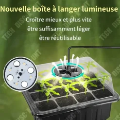 Fröskit - TECH DISCOUNT - 5 delar - 12 hål - 6x14x18cm - Svart plast