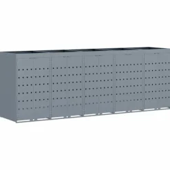 Förvaring för 5 soptunnor Ljusgrå 340 x 77,5 x 121,5 cm