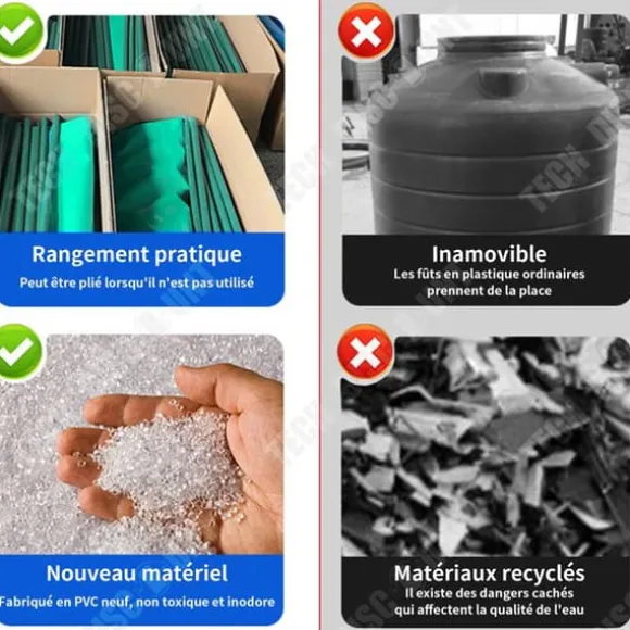 Förvaringsbehållare - TECH DISCOUNT - 100L - PVC - 40x78cm - Fällbar och multifunktionell