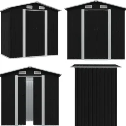 Förvaringsbod antracit stål 204x132x186 cm - Trädgårdsskjul - Trädgårdsbod - Home & Living