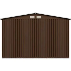 Förvaringsbod i metall - Robust och ventilerad redskapsbod | Färg: Brun | Storlek: 257x205x178 cm