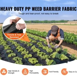 5FTx250FT Premium kraftig ogräsbarriär, 5OZ geotextil, hög permeabilitet för effektiv ogräsbekämpning och landskap.