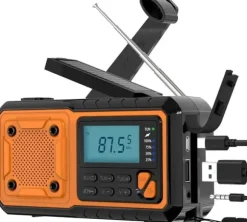 Fuleadture Handvevsradio 4000mAh, AM/FM/SW Väderradio, Solcell Vevradio, SOS & Ficklampa för Nödsituationer