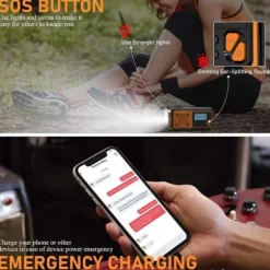 Fuleadture Handvevsradio 4000mAh, AM/FM/SW Väderradio, Solcell Vevradio, SOS & Ficklampa för Nödsituationer