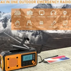 Fuleadture Handvevsradio 4000mAh, AM/FM/SW Väderradio, Solcell Vevradio, SOS & Ficklampa för Nödsituationer
