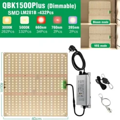 Fullspektrum LED-växtljus, dimbart, effektiv värmeavledning,QBX1500Plus, EU