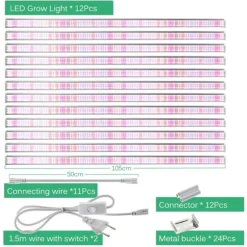 Fullspektrum växtljus, 105 cm storlek, energieffektiv SMD2835,12Pcs 105cm