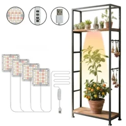 Fyrhuvuds LED Växtlampa Takmonterad med Timer & Dimbar Fullspektrum för Optimal Växttillväxt