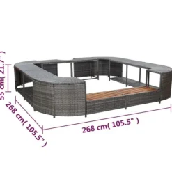 Fyrkantig poolkant i grå konstrotting - Lyxig badtunsaccessoar | Storlek: 268x268x55 cm