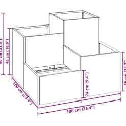 Galvaniserad planteringslåda för utomhusbruk | Storlek: 100x100x60 cm | Färg: Silver