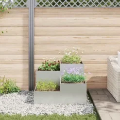 Galvaniserad planteringslåda för utomhusbruk | Storlek: 100x100x60 cm | Färg: Silver