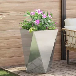 Galvaniserad stålplanterare - vidaXL - Silver - 50x50x75 cm - Monteras krävs - Robust - Utomhusbruk