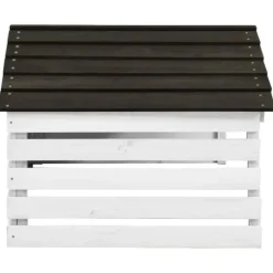 Garage för robotgräsklippare i granträ - Hållbart skydd mot väder | Färg: Svart/Vit | Storlek: 78x74x54 cm