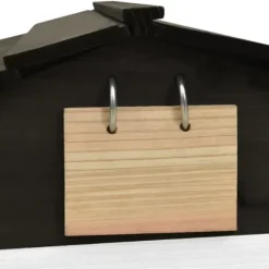 Garage för robotgräsklippare i granträ - Hållbart skydd mot väder | Färg: Svart/Vit | Storlek: 78x74x54 cm