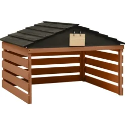 Garage för robotgräsklippare svart och brun 78x74x54 cm granträ