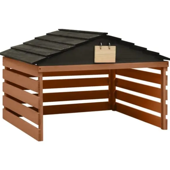 Garage för robotgräsklippare svart och brun 78x74x54 cm granträ