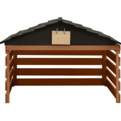 Garage för robotgräsklippare svart och brun 78x74x54 cm granträ