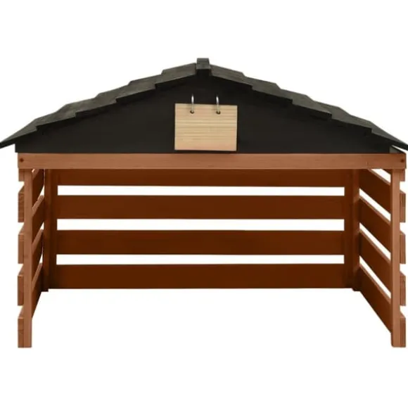 Garage för robotgräsklippare svart och brun 78x74x54 cm granträ