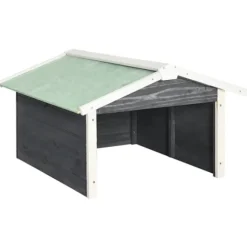 Garage för robotgräsklippare 72x87x50 cm grå och vit granträ