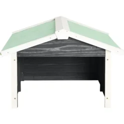 Garage för robotgräsklippare 72x87x50 cm grå och vit granträ