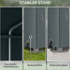 Garagetält 1,6×2,18×1,72 m UV-skydd, vattenavvisande, rullport, grå