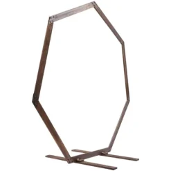 Geometrisk bröllopsbåge i trä - Bakgrundsstativ - Retro stil - Polerad yta - Längd 2,24 m - Höjd 2,19 m - Storlek M - Brun