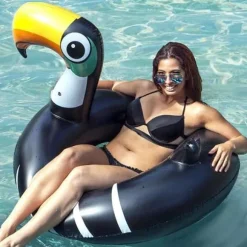 Giant Inflatable Toucan Float 128 cm Multicolor med Handtag för Barn och Vuxna Pool eller Strand