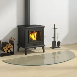 Glasskiva för öppen spis halvrund 1200x500 mm