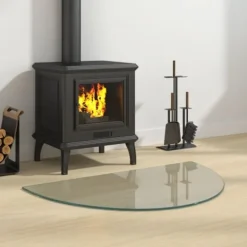 Glasskiva för öppen spis halvrund 800x500 mm