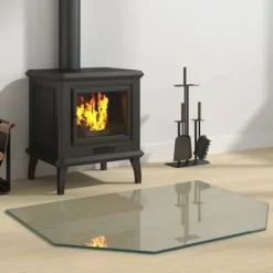 Glasskiva för öppen spis sexkantig 80x60 cm