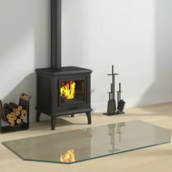 Glasskiva för öppen spis sexkantig 120x60 cm