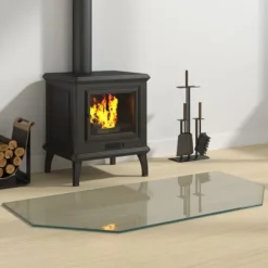 Glasskiva för öppen spis sexkantig 100x50 cm