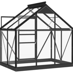 Glasväxthus antracit 155x103x191 cm aluminium - Växthus - Växt Hus - Home & Living