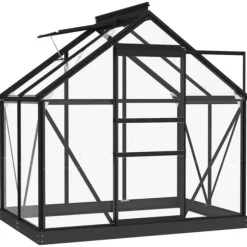 Glasväxthus i antracit med aluminiumkonstruktion | Storlek: 155x103x191 cm