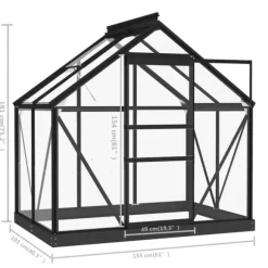 Glasväxthus i antracit med aluminiumkonstruktion | Storlek: 155x103x191 cm