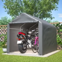 Grå Cykelgarage / Redskapsbod 160x220x165 cm med rullport, vattentätt PE-material