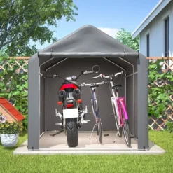 Grå Cykelgarage / Redskapsbod 160x220x165 cm med rullport, vattentätt PE-material