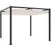 Gräddvit paviljong med infällbart tak - Trädgårdspaviljong | Storlek: 3x3 m | Material: Stål