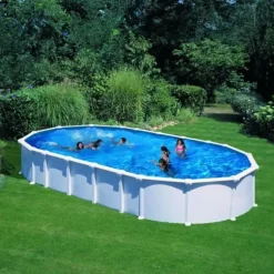 GRE Piscine stål Haiti 730x375 cm h 132 cm - Vit