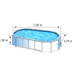 GRE Piscine stål Haiti 730x375 cm h 132 cm - Vit