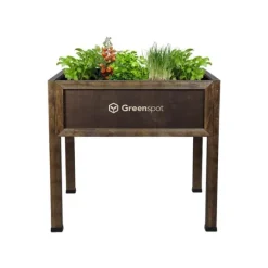 Greenspot Miniväxthus med lock för balkong och terrass 80x45x120 cm - Växthus på träplattform, Upphöjd träbädd, Kallram med lock på höga ben, Mörk ros | CDON