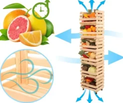 Grönsakslåda / trä låda för grönsaker / fruktställ / låda / hylla 132 x 37 x 30 cm med hjul / tall