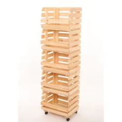 Grönsakslåda / trä låda för grönsaker / fruktställ / låda / hylla 132 x 37 x 30 cm med hjul / tall